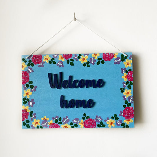 Welcome Home Wall Hanging (Blue)